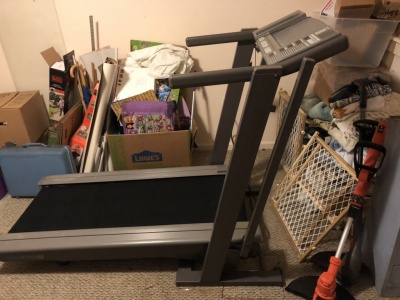 Chris' treadmill in the utility room of his house.