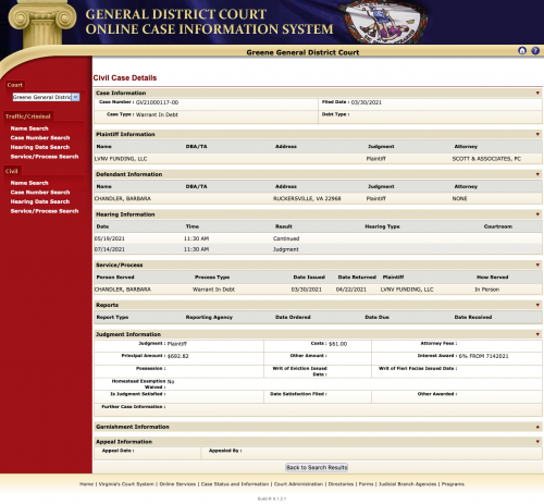 Court Record - 2021 LVNV Funding LLC, Warrant in Debt (Barbara, GV21000117-00).png