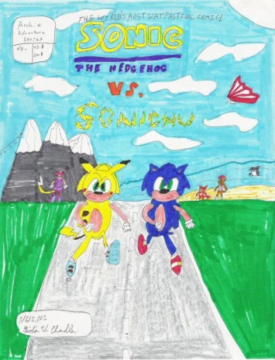 One of Chris's earliest drawings of Sonic.